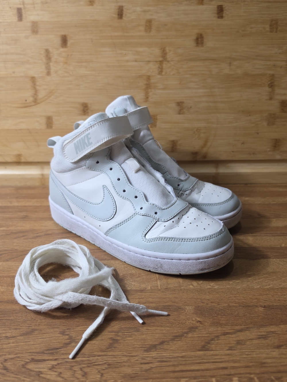 Nike Court Borough Mid 2 GS Sail Light Silver High Tops Size 6.5Y